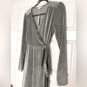 Baltic Born | Jada Ribbed Velvet Wrap Maxi Dress | Dusty Sage | NWT | Size S
